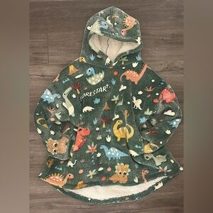 FORESTAR Dinosaur Oversized Sherpa Hoodie - Plush Fleece - Green One Size
